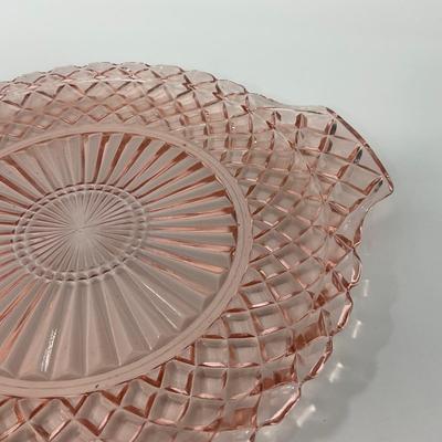 -158- GLASSWARE | Pink Anchor Hocking Glass Co. Waffle | Platter