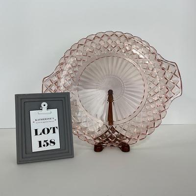 -158- GLASSWARE | Pink Anchor Hocking Glass Co. Waffle | Platter