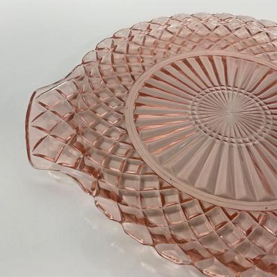 -158- GLASSWARE | Pink Anchor Hocking Glass Co. Waffle | Platter