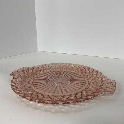 -158- GLASSWARE | Pink Anchor Hocking Glass Co. Waffle | Platter
