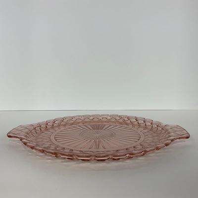 -158- GLASSWARE | Pink Anchor Hocking Glass Co. Waffle | Platter