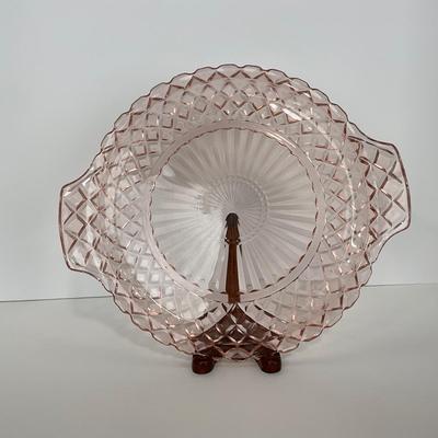 -158- GLASSWARE | Pink Anchor Hocking Glass Co. Waffle | Platter