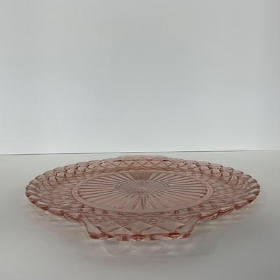 -158- GLASSWARE | Pink Anchor Hocking Glass Co. Waffle | Platter