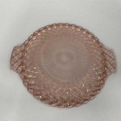 -158- GLASSWARE | Pink Anchor Hocking Glass Co. Waffle | Platter