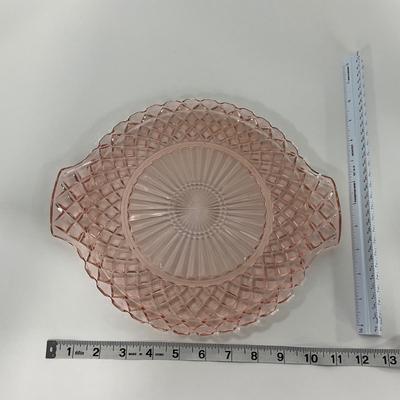 -158- GLASSWARE | Pink Anchor Hocking Glass Co. Waffle | Platter