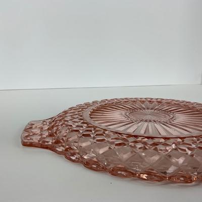 -158- GLASSWARE | Pink Anchor Hocking Glass Co. Waffle | Platter