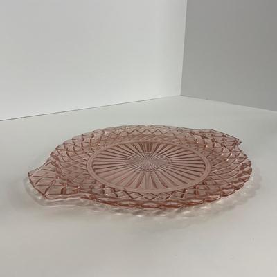 -158- GLASSWARE | Pink Anchor Hocking Glass Co. Waffle | Platter