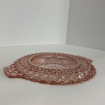 -158- GLASSWARE | Pink Anchor Hocking Glass Co. Waffle | Platter