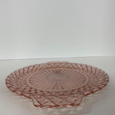 -158- GLASSWARE | Pink Anchor Hocking Glass Co. Waffle | Platter