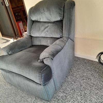 Bassett Rocker Recliner with glass and brass end table