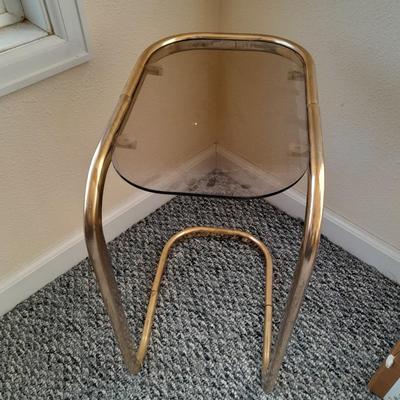 Bassett Rocker Recliner with glass and brass end table