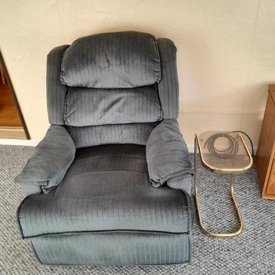 Bassett Rocker Recliner with glass and brass end table