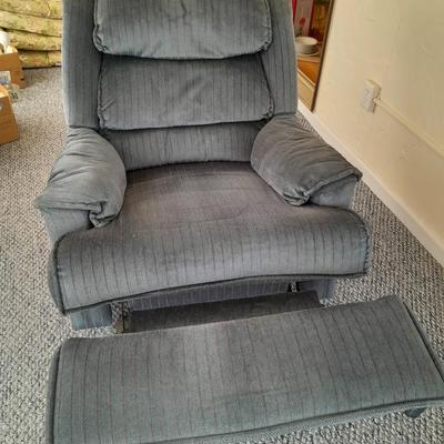 Bassett Rocker Recliner with glass and brass end table