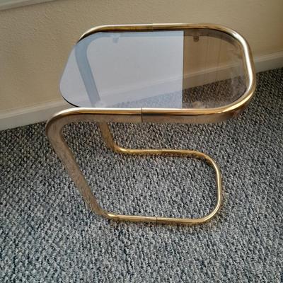 Bassett Rocker Recliner with glass and brass end table