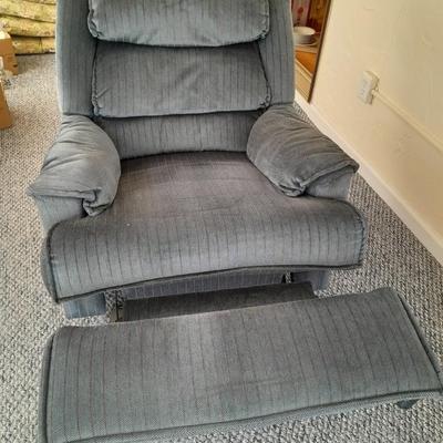 Bassett Rocker Recliner with glass and brass end table