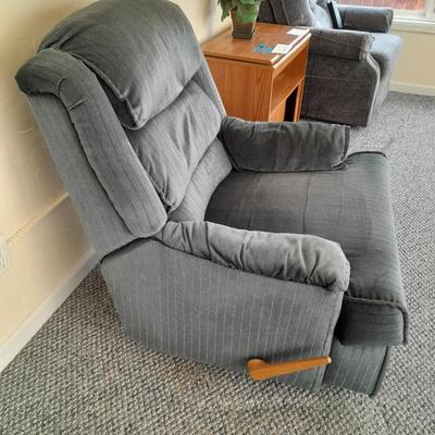 Bassett Rocker Recliner with glass and brass end table