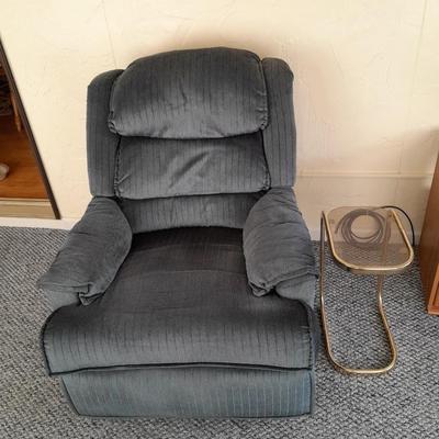 Bassett Rocker Recliner with glass and brass end table