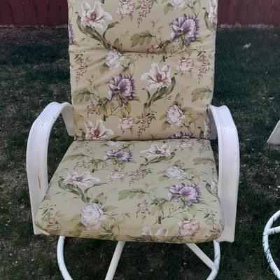 Two matching Sunbeam Patio chairs with cushions Swivel and rocking