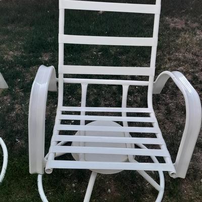 Two matching Sunbeam Patio chairs with cushions Swivel and rocking