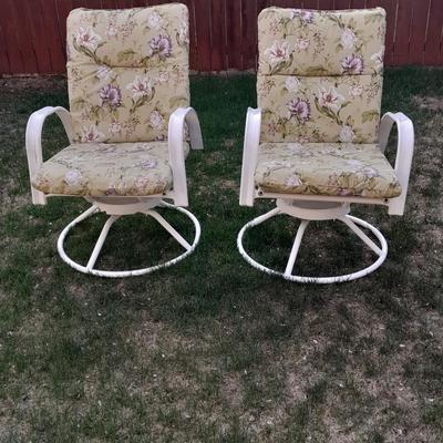 Two matching Sunbeam Patio chairs with cushions Swivel and rocking