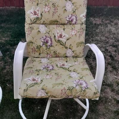 Two matching Sunbeam Patio chairs with cushions Swivel and rocking