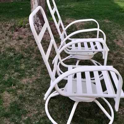 Two matching Sunbeam Patio chairs with cushions Swivel and rocking