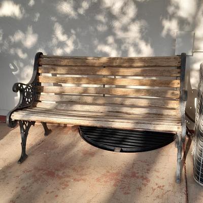 Iron framed wooden seat park / yard bench