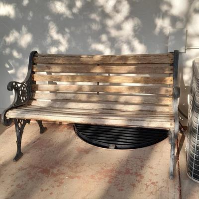 Iron framed wooden seat park / yard bench