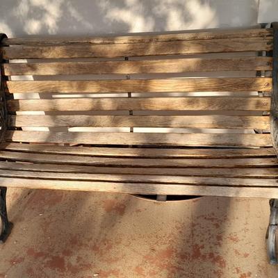 Iron framed wooden seat park / yard bench