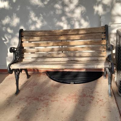 Iron framed wooden seat park / yard bench