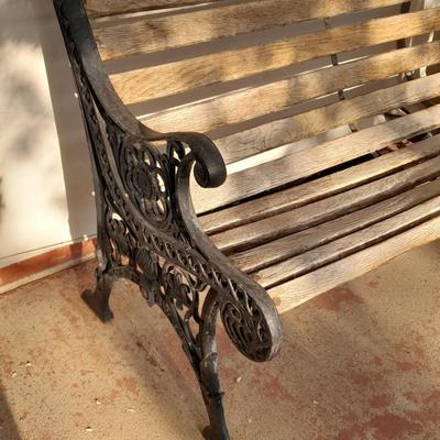 Iron framed wooden seat park / yard bench