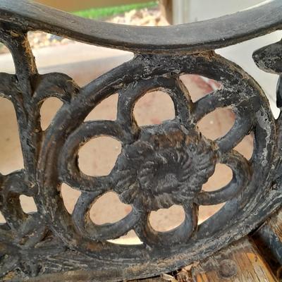 Iron framed wooden seat park / yard bench