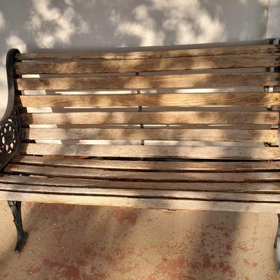 Iron framed wooden seat park / yard bench