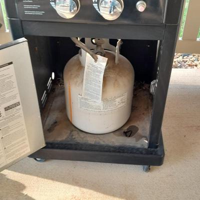 Master Forge Barbeque Grill with cleaning tools and propane tank
