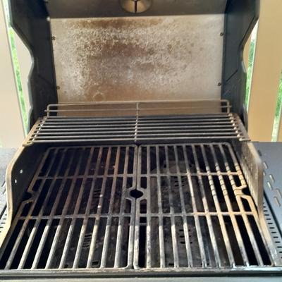 Master Forge Barbeque Grill with cleaning tools and propane tank