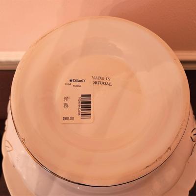 Lot #114  Large White Ceramic Tureen with Ladle & Underplate - Dillard's
