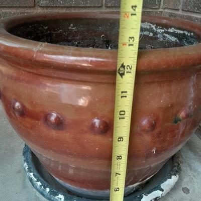 13" tall ceramic plant pot