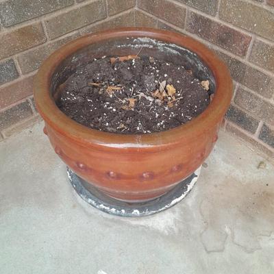 13" tall ceramic plant pot