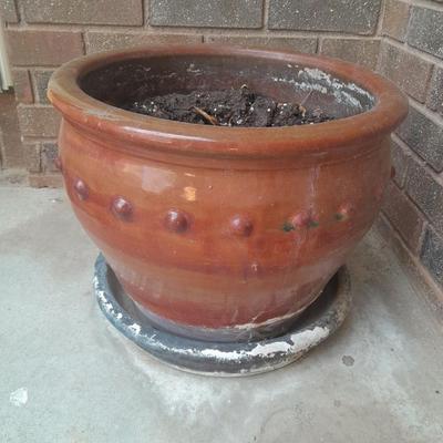13" tall ceramic plant pot