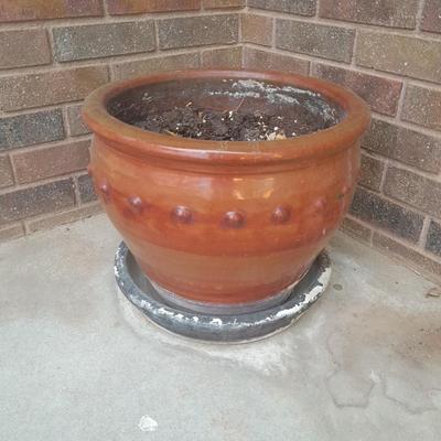 13" tall ceramic plant pot