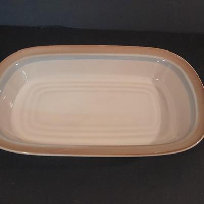 Noritake stoneware Painted Desert Casserole / baking dishes and six American heritage stoneware bowls