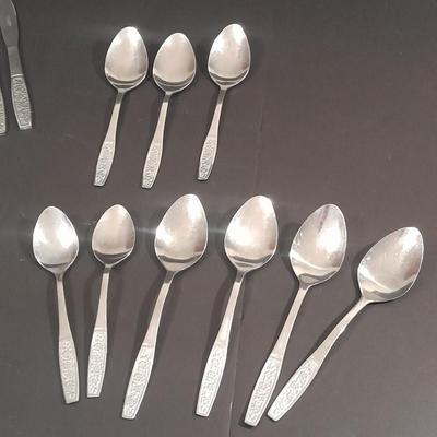 Customcraft stainless flatware with flower handles