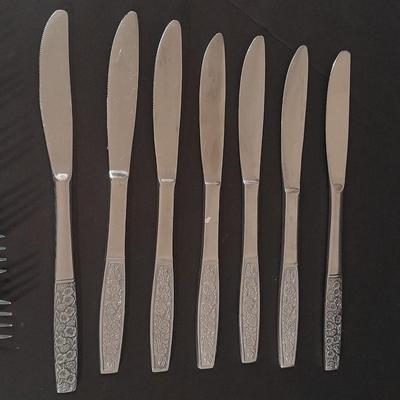 Customcraft stainless flatware with flower handles