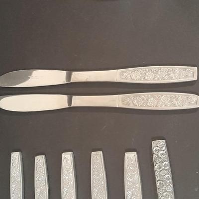 Customcraft stainless flatware with flower handles