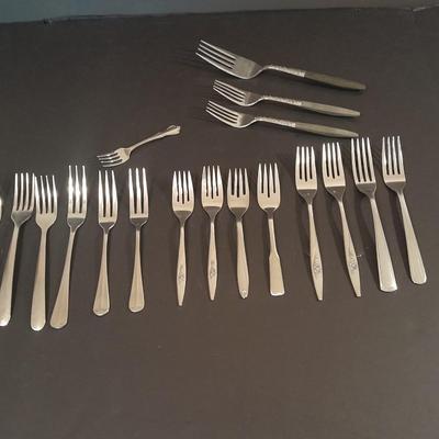 Assortment of different brands of Forks flatware