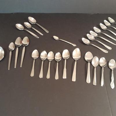 Assortment of different brands of Spoons Flatware