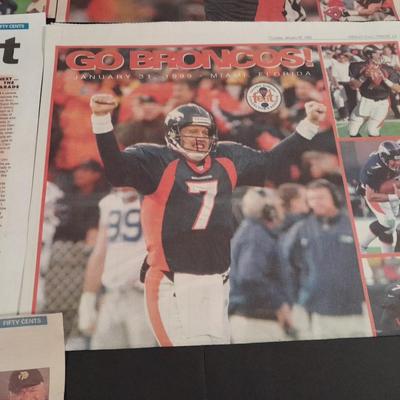 Bronco's Collectibles, bottle bank, Sweatshirt, T-shirt Coffee mug and paper clippings