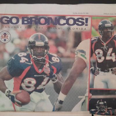 Bronco's Collectibles, bottle bank, Sweatshirt, T-shirt Coffee mug and paper clippings