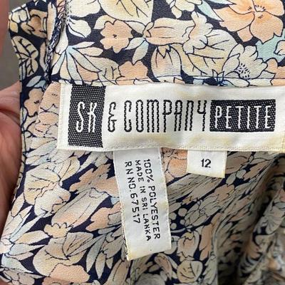 Retro Ladies Two Piece Skirt and Blouse Set SK & Company Petite Floral Pattern