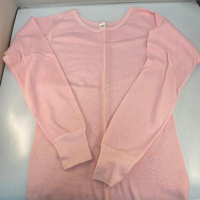 Woman's Pink Thermal Long Sleeve Shirt Size Large